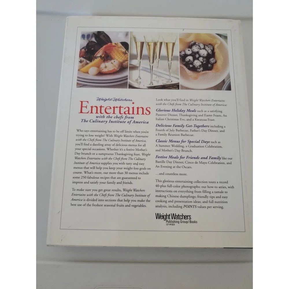 Weight Watchers Entertains Culinary Institute of America Cookbook Hardcover